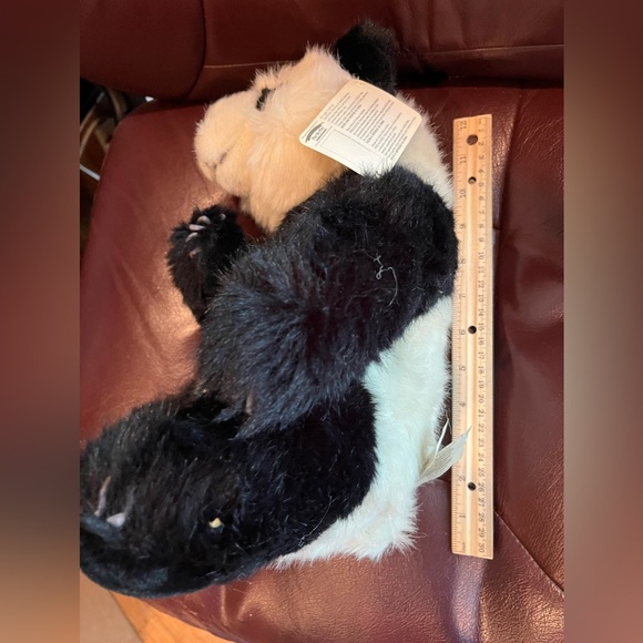 NEW PANDA fur BEAR REALISTIC Animal Kingdom 13”sitting Plush Stuffed Animal RARE - Picture 3 of 14